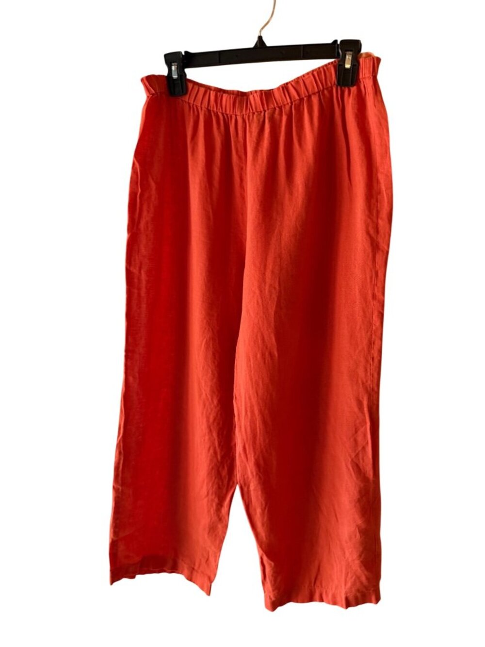 Eileen Fisher Womens Wide Leg Cropped Pants Size Small Orange Irish Linen Casual